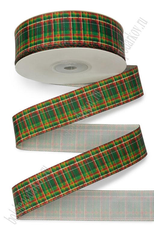 Лента репсовая 2,5 см*25 ярд с рисунком "Клетка" SF-7223, №119