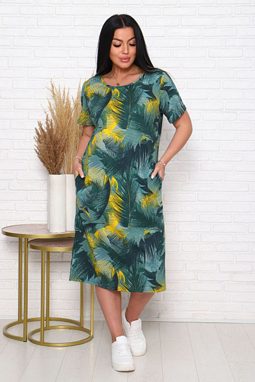 Платье трикотажное с карманами, хаки (926-2) - Плиона фото 3