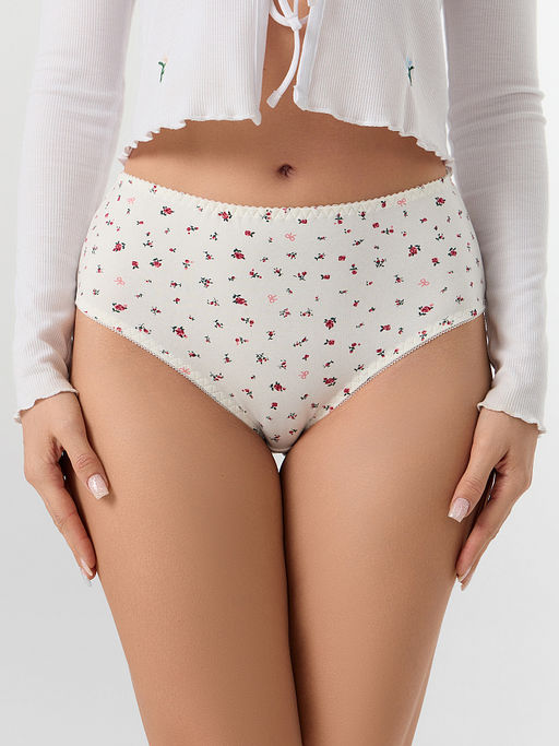 Цена за 2 штуки! Трусы макси женские бежевые с цветочным принтом - Mark formelle фото 2