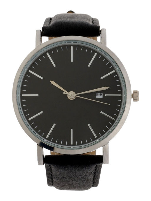 Часы мужские наручные «Классик», кварцевые, с календарём, ремешок из экокожи, чёрные