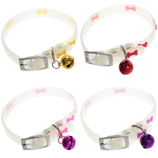 Цена за 6 шт. Ошейник для кошек с колокольчиком 1*30см "Neon-Кость" светящийся Ultramarine