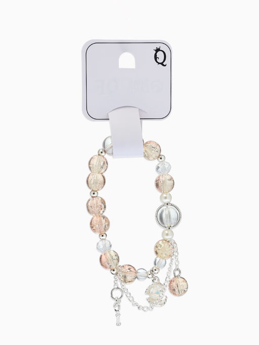 Браслет с подвесками «Сахарный» ракушка, шар №10/8, d=6 см, шампань в серебре