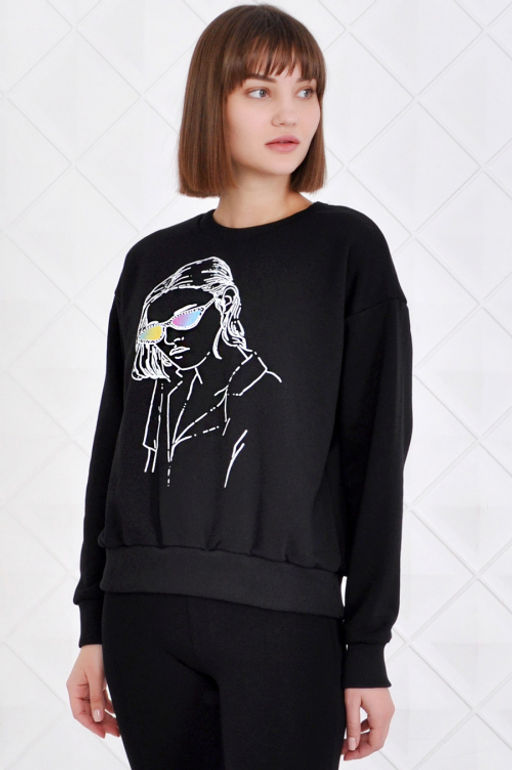 Арт. 1590 Свитшот женский 42-52 (6 шт) Цвет:черный - Калинка фото 2