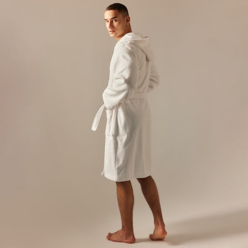 Халат махровый с капюшоном мужской SL HOME: Basic «Блан де Блан», размер M, хлопок 100%, белый