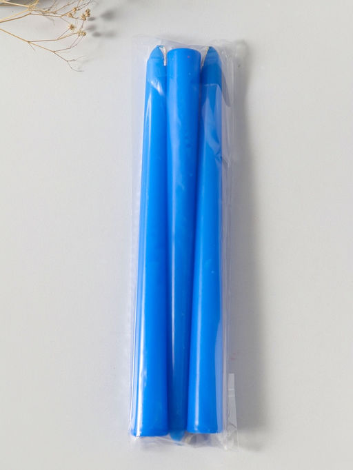 Свеча античная 25 см (набор 3 шт) 58 гр, 7 ч, цв. синий