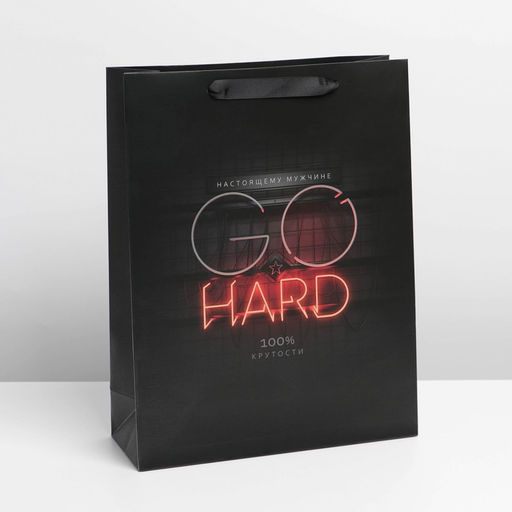 Цена за 2 шт. Пакет подарочный ламинированный, упаковка, «Go hard», L 31 х 40 х 11.5 см