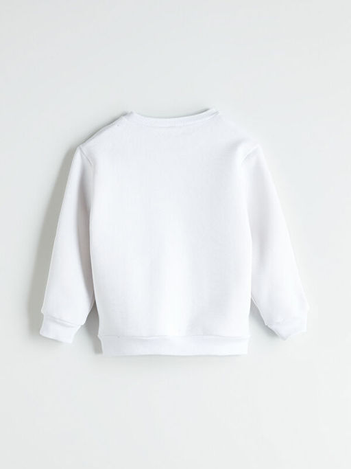 Bisiklet Yaka Bask?l? Erkek ?ocuk Sweatshirt