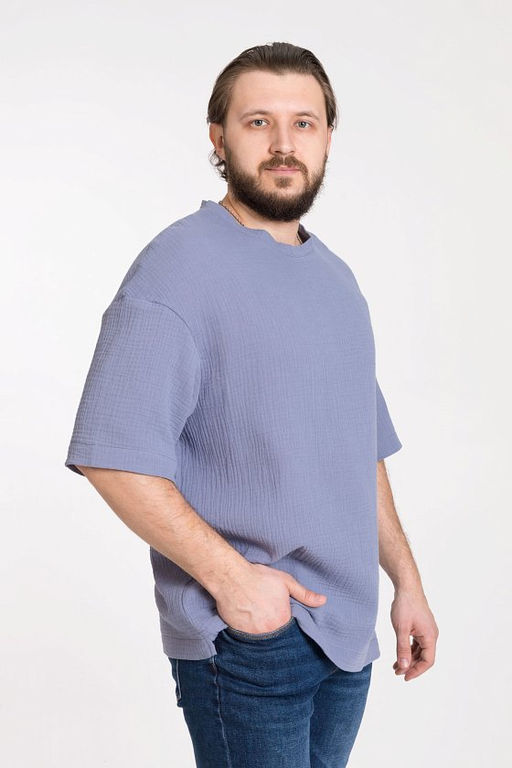 Футболка М123008в Серо-голубой - Елена фото 3