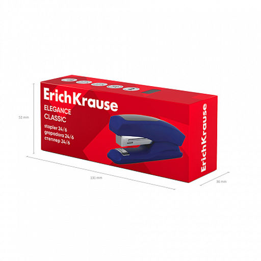 Цена за 12 шт. Степлер №24/6 Half-strip ErichKrause Elegance Classic до 30 листов, черный (в коробке по 1 шт.)