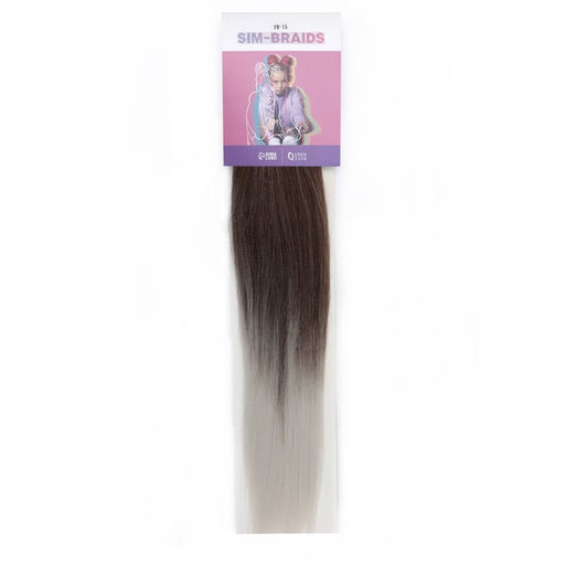 SIM-BRAIDS Канекалон двухцветный, гофрированный, 65 см, 90 гр, цвет светло-серый/русый(#FR-15) - Queen fair фото 3