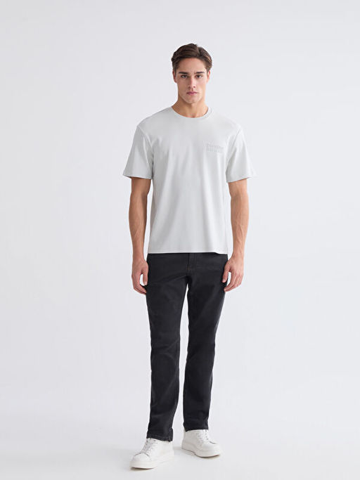 Bisiklet Yaka Bask?l? Erkek Ti??rt