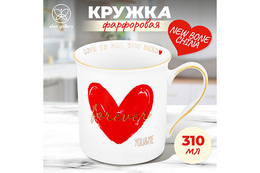 Кружка 310 мл 12*8,5*9 см Сердце NEW BONE CHINA - Elan gallery фото 16