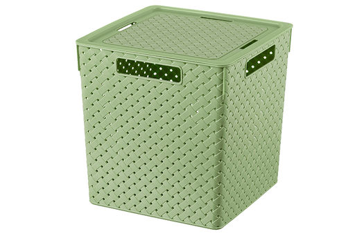 Коробка для хранения квадратная 23 л 29,4*29,4*30,1 см Береста с крышкой светло-олив. (6823144) - Elan gallery фото 4