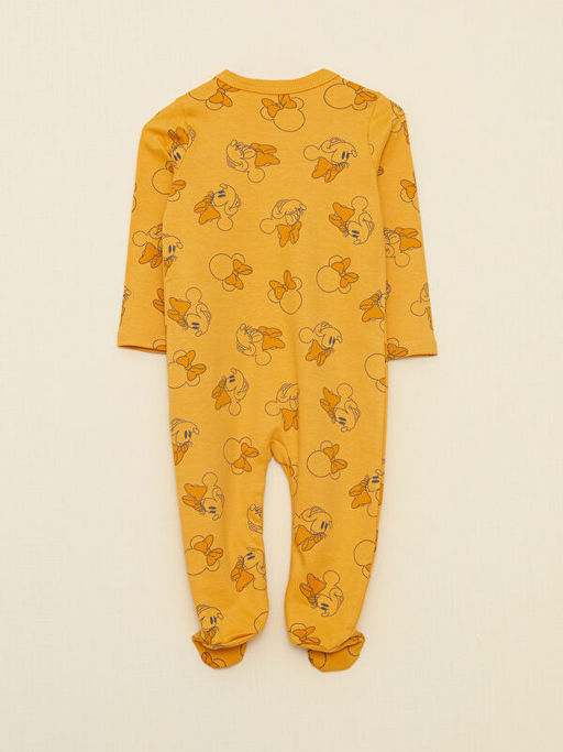 Bisiklet Yaka Uzun Kollu Minnie Mouse Bask?l? Pamuklu K?z Bebek Tulum ve Sa? Band? 2li - Waikiki фото 2