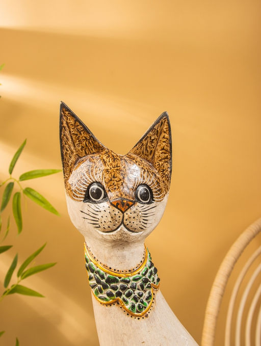 Сувенир «Кошка», белая, 60×12×6 см, дерево, МИКС