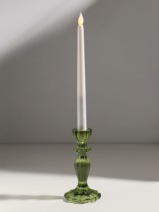 Стеклянный подсвечник на 1 свечу «Бутон на ножке», зелёный, d=2 см, 8×8×15 см