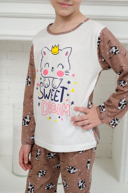 Пижама детская из кулирки Кисонька молоко - Амадэль фото 7
