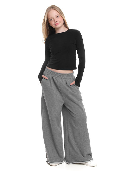 Брюки для девочки палаццо 22-7693 темно-серый меланж - Mini maxi фото 10