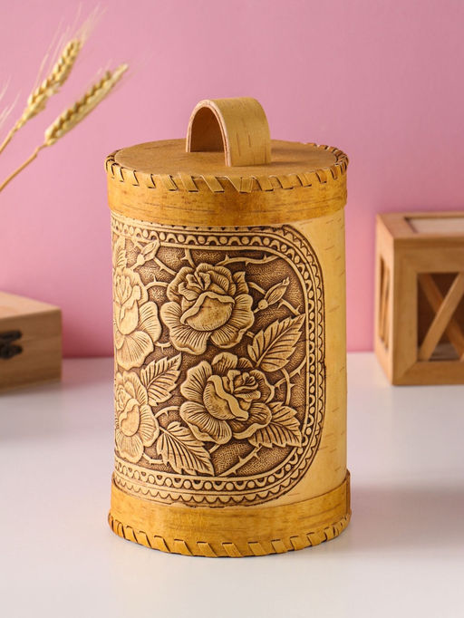 Туес «Розы», 12×17 см, банка для хранения, береста