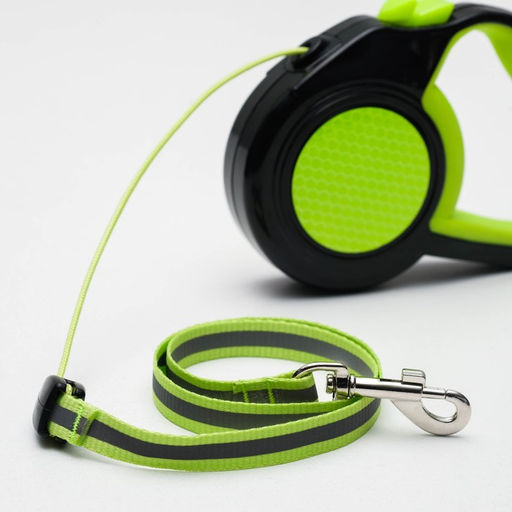 Рулетка Пижон светоотражающая, 3 м, до 15 кг, трос, прорезиненная ручка, зелёная  фото 4