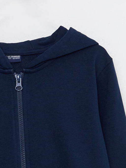 Kap??onlu Basic Uzun Kollu Erkek ?ocuk Fermuarl? Sweatshirt