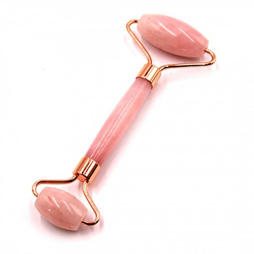 Роликовый массажер из натур камня Розовый кварц для лица высокого качества