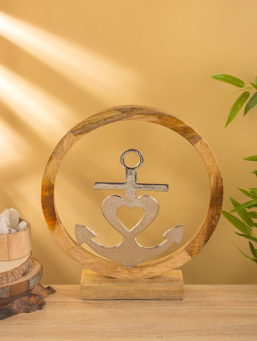 Якорь на подставке, 36×7×39 см, алюминий, дерево
