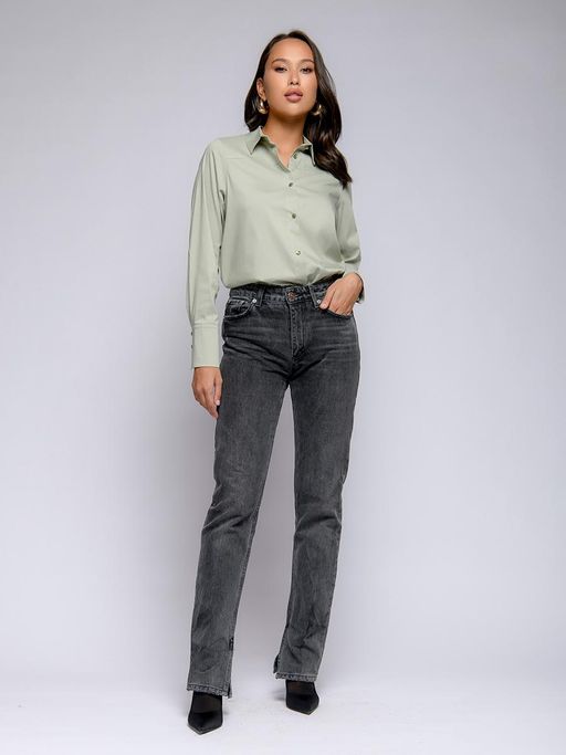 Рубашка фисташкового цвета удлиненная - 1001dress фото 2