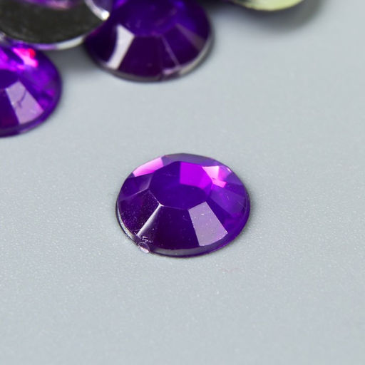 Декор для творчества пластик Стразы круглые. Фиолетовые набор 40 шт 1х1 см - Арт узор фото 2