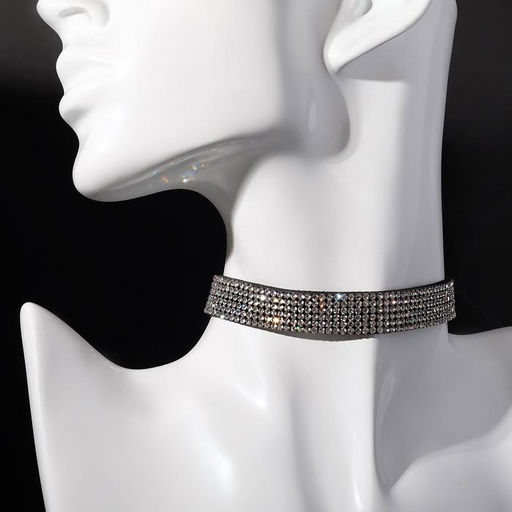 Чокер Грация искр, тонкий, цвет черно-серебряный, L=30 см