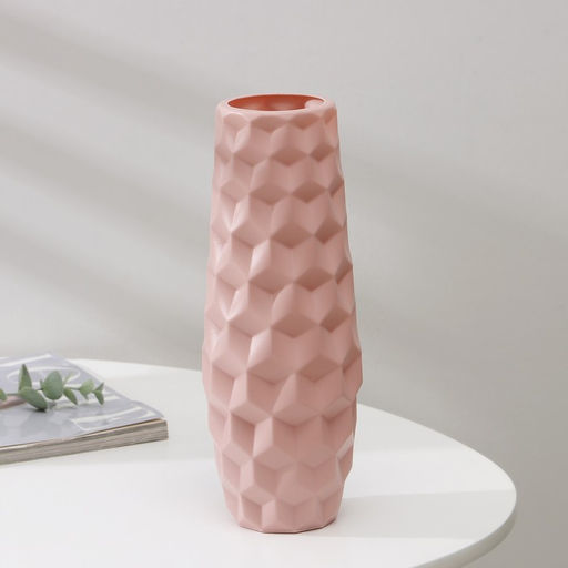 Ваза для цветов, пластик 7×6.5×26 см, 1.3 л, розовая