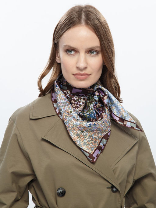 Платок жен. шелк 90х90 E04-8231-15 - Eleganzza фото 4