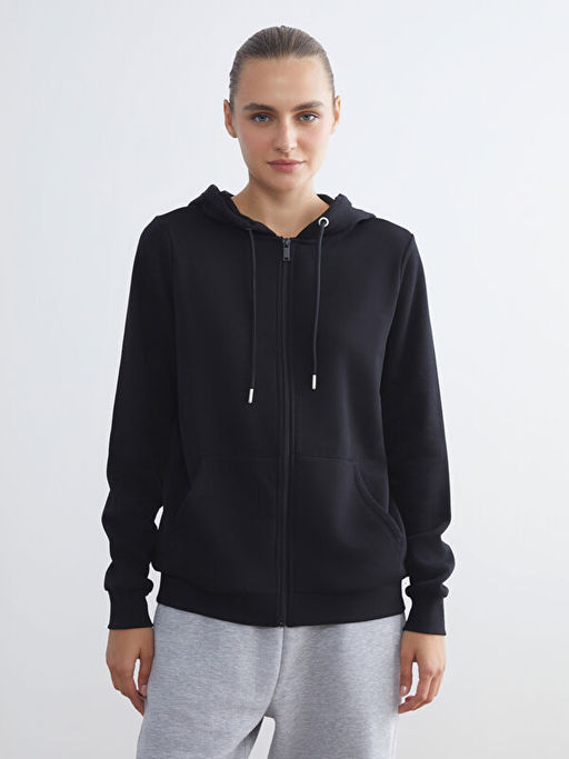 Kap??onlu Kad?n Fermuarl? Sweatshirt