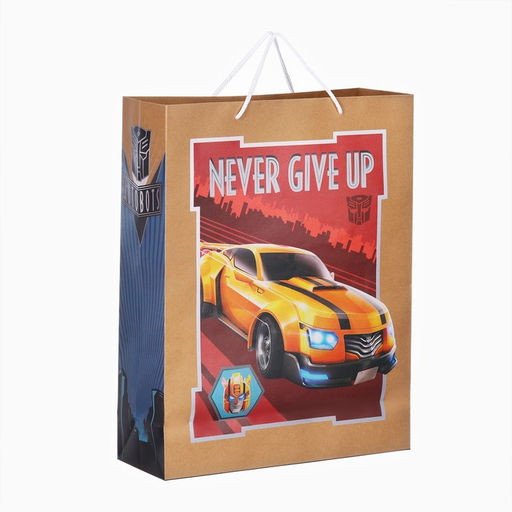 Пакет подарочный крафт Happy Birthday, 40×31×11.5 см, Трансформеры