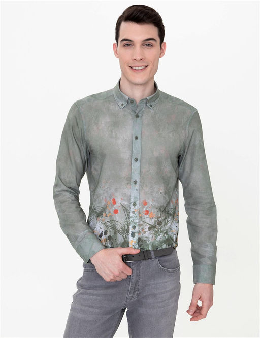 Haki Slim Fit Uzun Kollu G_mlek
