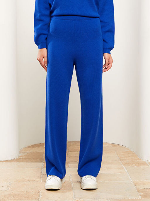 Kad?n Beli Lastikli D?z Triko Pantolon