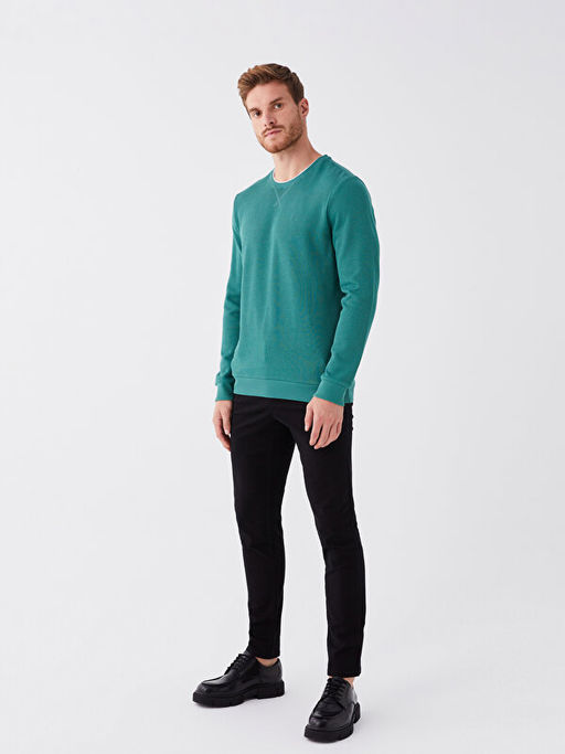 Bisiklet Yaka Uzun Kollu Erkek Sweatshirt