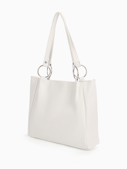 Сумка - шоппер женская на магнитной кнопке, 30×9×25 см, белая