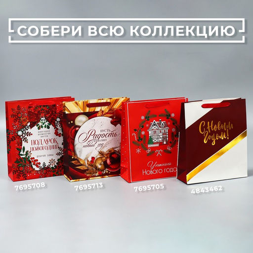 Цена за 2 шт. Пакет подарочный новогодний ламинированный «Радость рядом с тобой», M 26 х 30 х 9 см