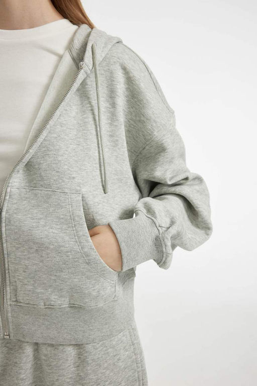 Толстовка Cool Standard Fit с капюшоном на молнии - Defacto фото 5