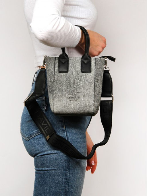 Сумка женская искусственная кожа DJ-CM 7105-BLACK/GREY, 1отд, плечевой ремень, черный/серый SALE 262236 - Adelia фото 10