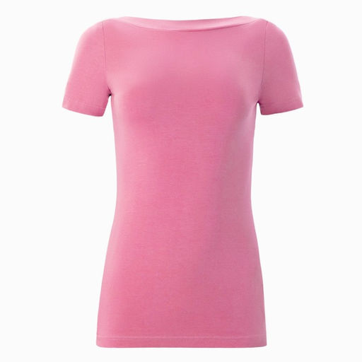 Футболка женская с вырезом лодочка MINAKU: Basic line, лиловая, размер 46