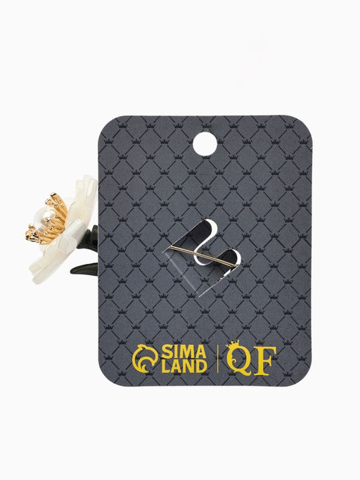 Брошь «Цветок» нежный, жемчуг, цвет бело-зелёный в золоте