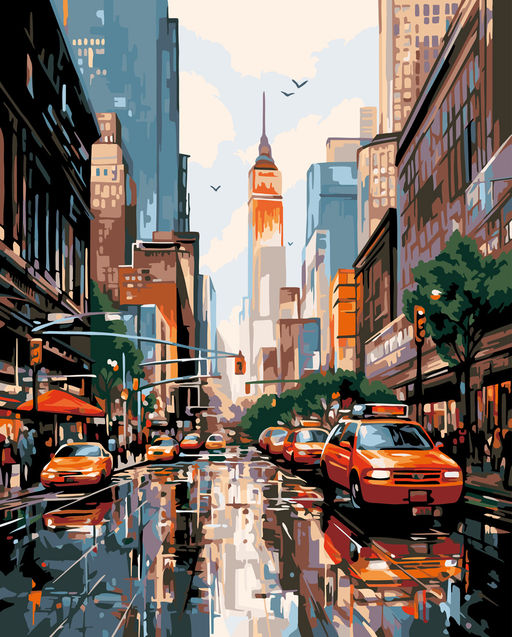 ФРЕЯ PNB/PL-297 Набор для раскрашивания по номерам Такси в Нью-Йорке