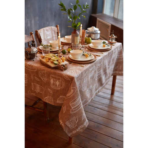 Скатерть Доляна Cup of tea 180х144 см, 100% хлопок, 164 г/м2  фото 8