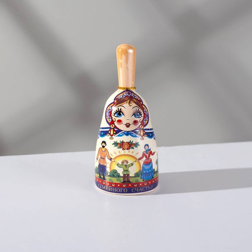 Цена за 2 шт. Колокольчик с ручкой "Матрешка" 8 см, малая, керамика,