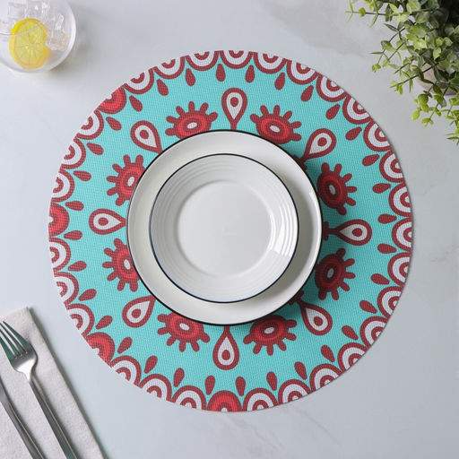 Набор салфеток сервировочных Доляна Колли, d=38 см, 4 шт, цвет бирюзовый  фото 5