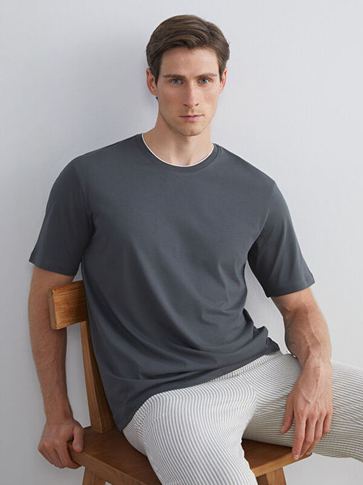 Bisiklet Yaka Penye Erkek Ti??rt