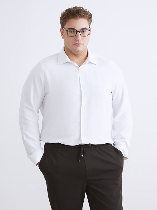 B?y?k Beden Slim Fit Uzun Kollu Oxford Erkek G?mlek