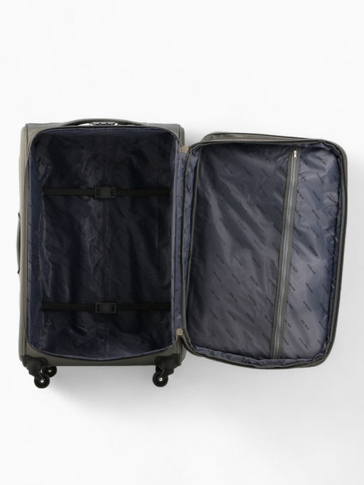 Чемодан на колёсах Royalbag большой 104 л (L), на молнии, с увеличением, кодовый замок, 4 колеса, серый